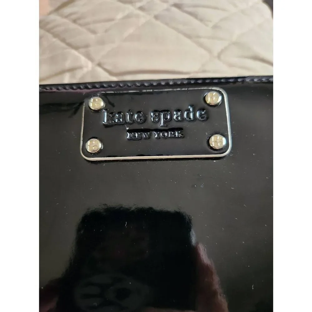 Kate Spade Black Patent Leather Accordion Zip-Around Wallet